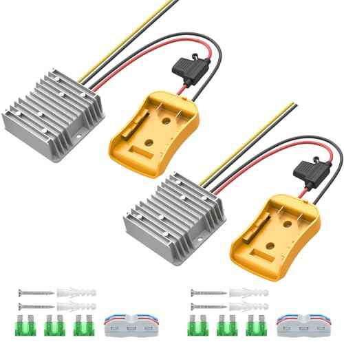 Step Down Converter 20V to 12V Compatible with DeWalt 20V Battery, DC Voltage Regulator 12V 20A 240W Automatic Buck Converter with 30A Fuse & Wire Terminal (2-Pack)