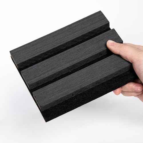 Smartstandard Sample Acoustic Wood Wall Panels, Soundproof Wall Panel, 3D Fluted Wood Slat Paneling for Wall and Ceilings, Classic Dark Gray, Sample Pack