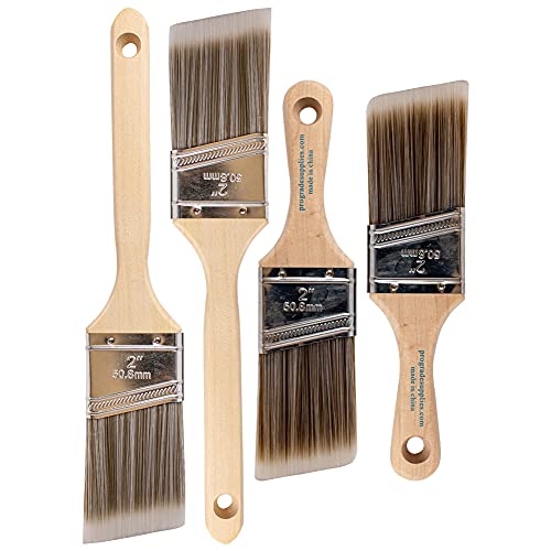 Vermeer Paint Brushes 4-Pack Angle Brushes in Assorted Sizes for All Latex and Oil Paints & Stains - Home Improvement - Interior & Exterior Use