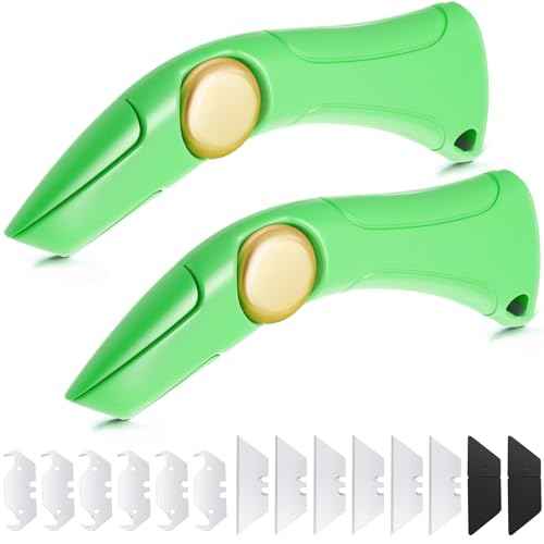 WILLBOND 2 Pcs Navajas Para Roofing Fixed Blade Roofing Knife, Heavy Duty Utility Knife for Drywall, Vinyl, Carpet Cutting, Metal Roofings Tools with Replacement Hook Blades (Green)