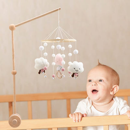 Promise Babe Wooden Crib Mobile Arm Holder - Adjustable DIY Baby Mobile Stand Bracket Holder for Hanging Bed Bell Wind Chimes Nursery Deco