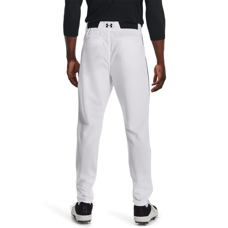 Under Armour Men's Utility Baseball Straight Leg Pant Pipe 22, (100) White/Black/Black, Large