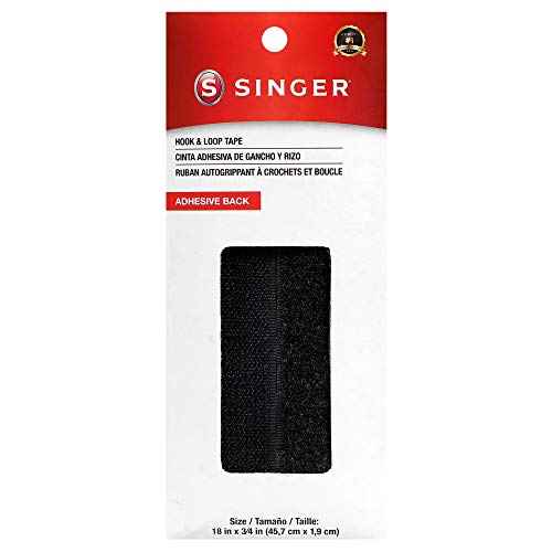 SINGER 00880 Hook and Loop Adhesive Back Tape, 3/4-Inch by 18-Inch, Black