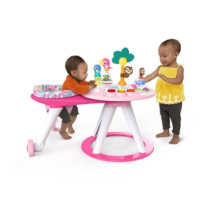 Bright Starts Around We Go 2-in-1 Baby Walker, Discovery Activity Center and Table, Tropic Coral, Ages 6 Months+