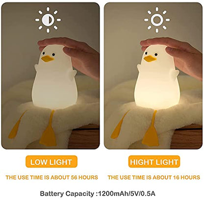 Attivolife Duck Night Light for Kids, Cute Animal Silicone Lamp Touch Control + Dimmable + Timer, USB Rechargeable LED Feeding Nightlight Bedside Bedroom Decor Birthday Gifts for Toddler Baby Women