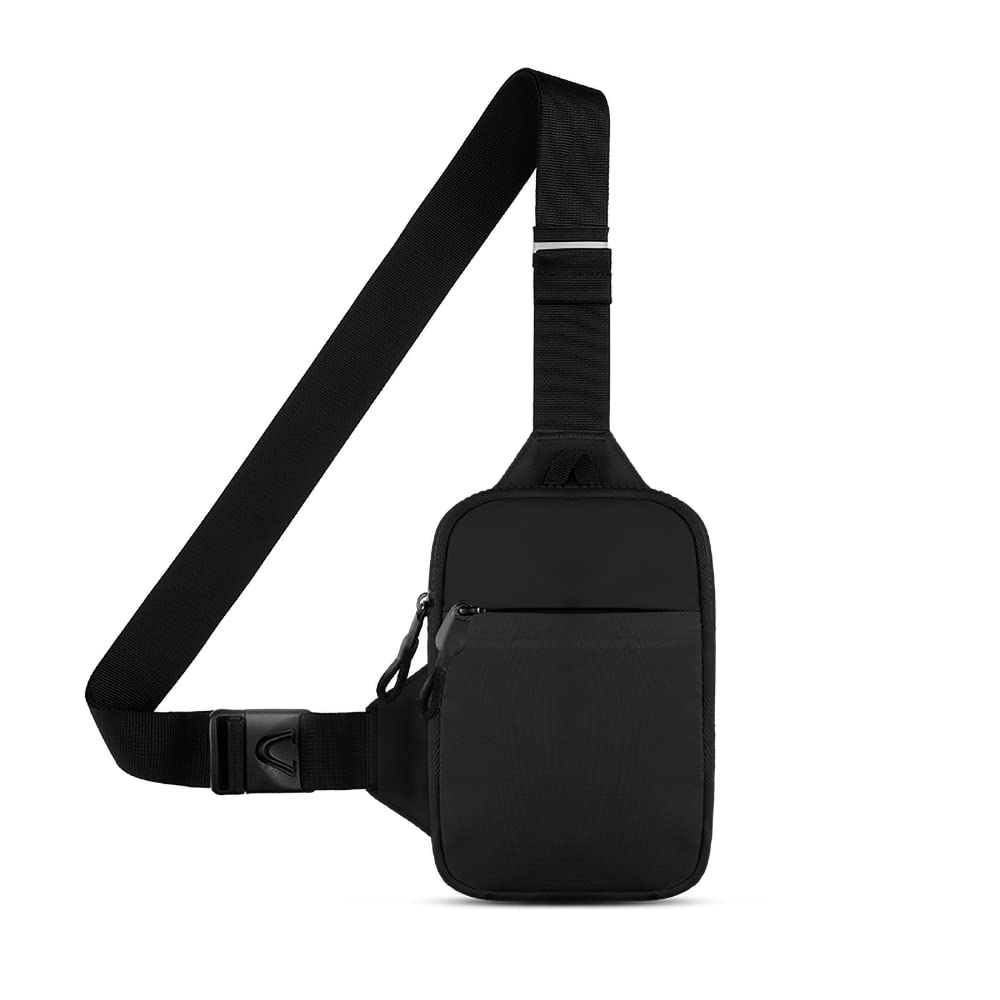 Simptech Mini Crossbody Sling Bag - Water-Resistant Dual Pocket Chest Pack - Lightweight Fanny Pack for Running, Travel & Everyday Workout