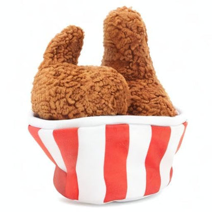 Barkbox 2 in 1 Interactive Plush Dog Toy - Rip and Reveal Dog Toy for Medium, & Large Dogs - Stimulating Squeaky Pet Enrichment and Puppy Toys | Bucket o’Fried Licken