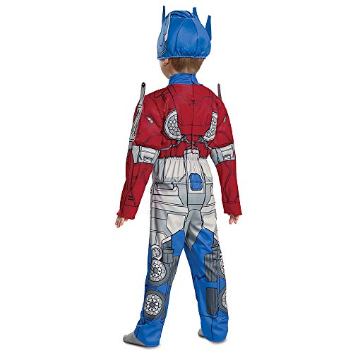 Disguise Optimus Prime Costume, Toddlers Muscle Transformer Costumes for Boys, Padded Character Jumpsuit, Toddler Size Medium (3T-4T) Blue & Red