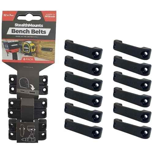 StealthMounts Bench Belt - Universal Tool Holder | Tool Holster Set - 6 Pack | Perfect Tool Hanger Storage Dock for Power Tools, Tape Measures and Belt Clips (12 Pack Black)