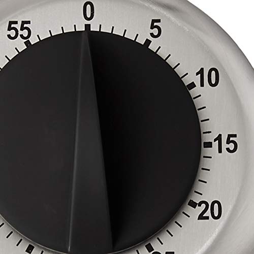 CDN Compact 60-Minute Mechanical Timer | Easy-to-Read 2.5” Dial | Loud 3-Second Alarm | Ideal for Cooking or Baking | Countertop or Wall Mountable | Silver Finish | MT1