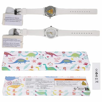 TENOCK Kids Analog Watches for Girls Boys Kids Watches with Soft Band Learning Time 50M Waterproof Children Watch Easy to Read for Ages 3-10 Children Great Birthday Gifts (White)