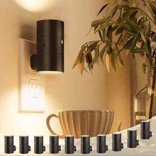 NIORSUN Night Lights Plug into Wall, Dimmable with 3 Color Modes & Auto On/Off Sensor, Ultra-Slim Nightlight for Hallway, Bathroom, Bedroom, Nursery, Kitchen (10 Pack, Black)