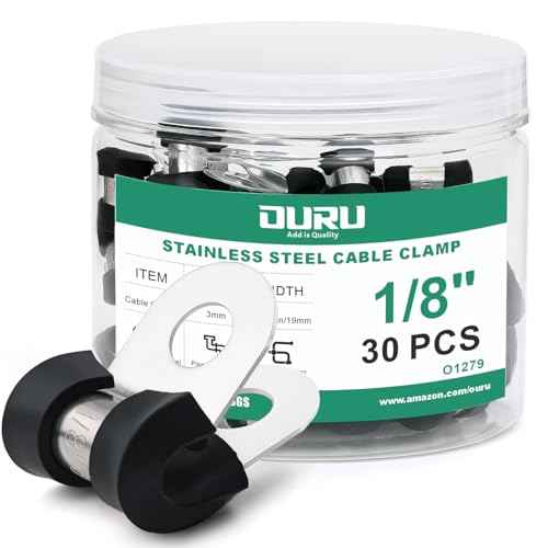 30pcs 1/8 Inch Stainless Steel Cable Clamps,Rubber Coated Cushioned Insulated Cable Clamp,Automotive Cable Wire Clamps,Pipe Clamps,Metal Clamp for Tube,Lines,Wire Cord Installation(Black,3mm)