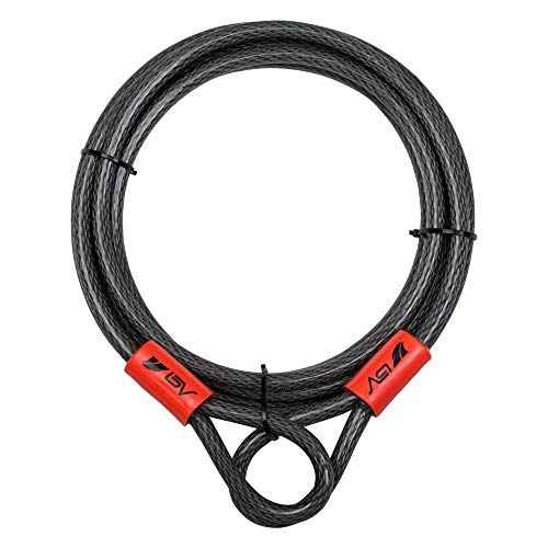 BV Heavy-Duty 15FT Security Cable with Loops - 10mm (3/8 Inch) Cut-Resistant Braided Steel Cable - Versatile & Weatherproof - Security Chain for Padlock, Chain Lock, Wire Lock