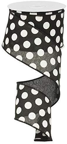 Ex=pressions Polka Dot Wired Edge Ribbon (2.5", Black White) - 10 Yards : RG158802