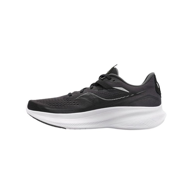 Saucony Men's Ride 15 Sneaker, Black/White, 10
