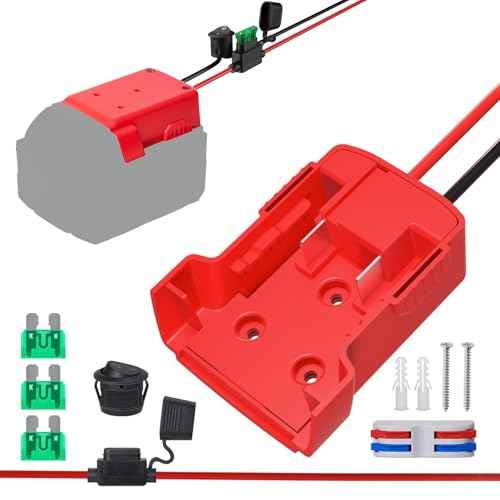 for Power Wheel Adapter Compatible with Milwaukee 18V Battery, Converter Kit with Fuse Holder, Switch, Terminal, 12AWG Wire for DIY RC Car Toys (1 Pack)