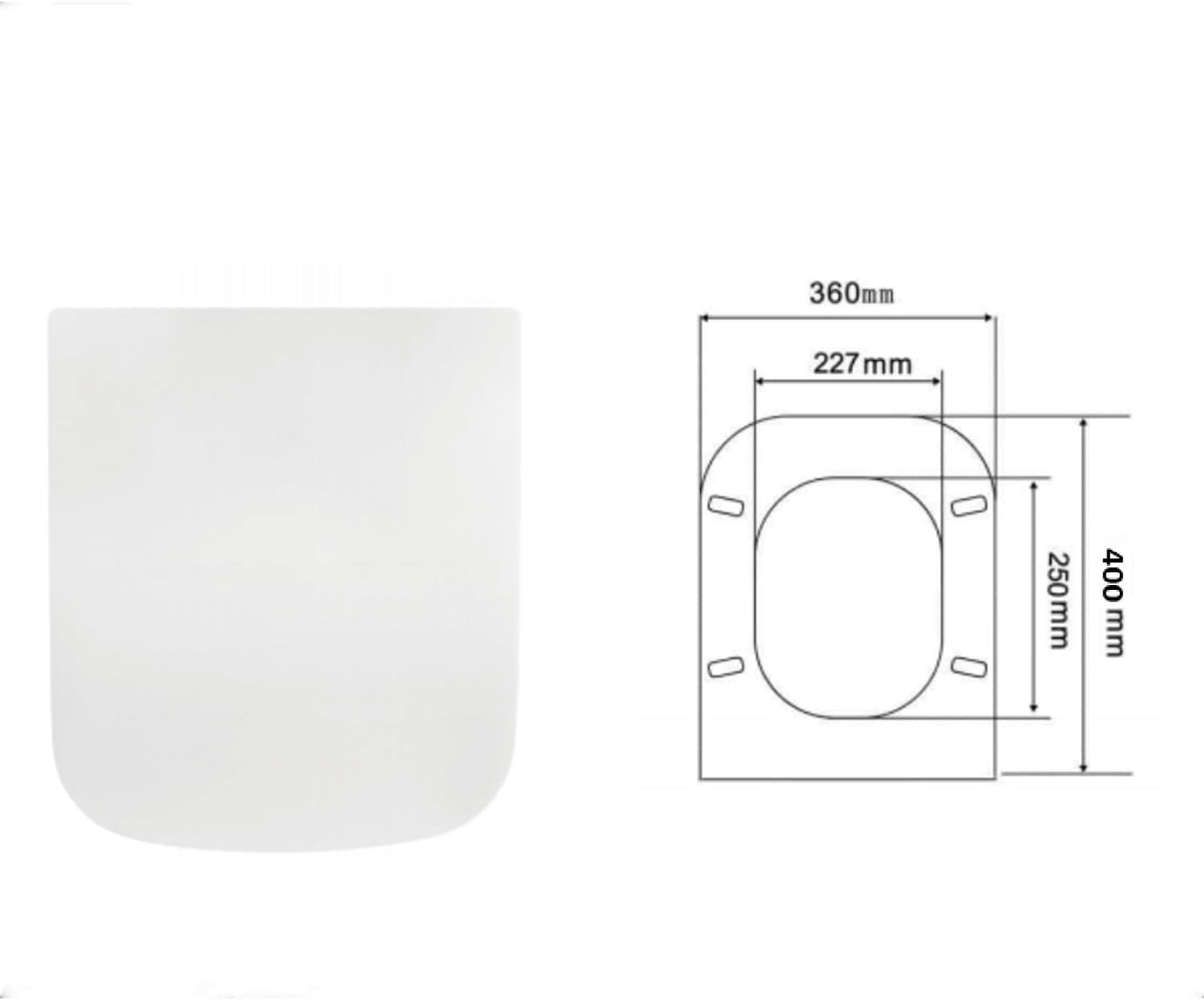 Mass Dynamic Square Toilet Seat- with Soft Close & Quick Release for Easy Cleaning, Universal Toilet Seat for Square Shaped Toilet Pans, Top Fixing Easy Installation (40.0cm L x 36cm W), White