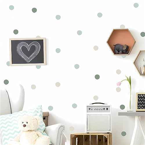 Gray Light Green Light Brown Polka Dot Wall Stickers, sacinora DIY Circle Wall Decals Removable Vinyl Peel and Stick for Kids Closet Refrigerator Living Room Bedroom Children's Room Sofa TV Background
