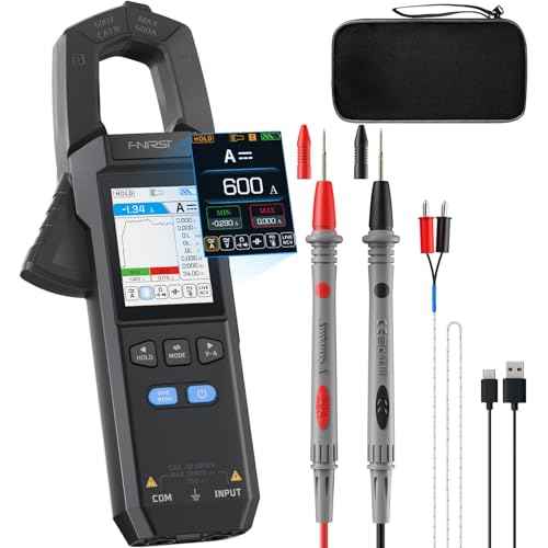 FNIRSI DMC-100 Digital Clamp Meter 9999 Counts TRMS Multimeter, 600A Curve Recording Rechargeable Amp Meter with Storage Bag, NCV, AC/DC Voltage Current, Continuity Capacitance Diode Resistance