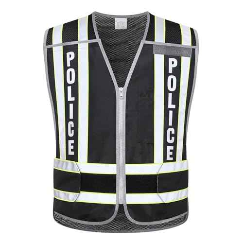 Reflective Class 2 Police Traffic Vest Lime Green 4 Point Breakaway Heavy Duty High Visibility Yellow Police Vest