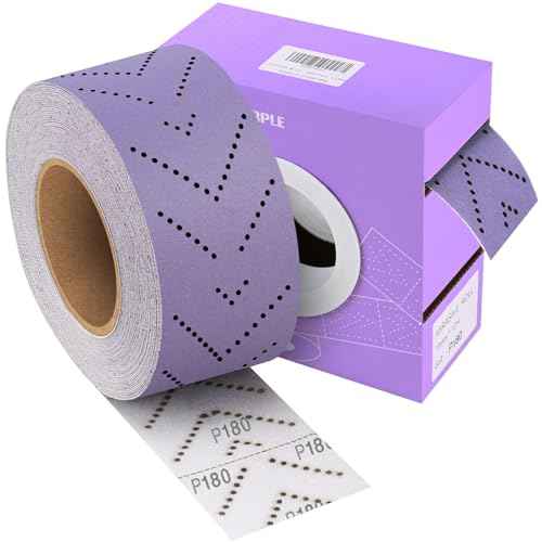 Purple Ceramic 180 Grit Sandpaper Roll, 2-3/4" x 13 Yard, Hook & Loop Multi-Hole Continuous Roll for Automotive, Wood, Metal Sanding