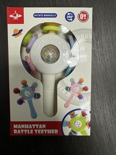 Food Quality Baby Rattle - Teething Ring - BPA - Free,Suitable for Choking - Design,Grip strengthening,Suitable for Hearing Development and Teeth Development,Ideal for Babies Aged 0-36 Months (White)