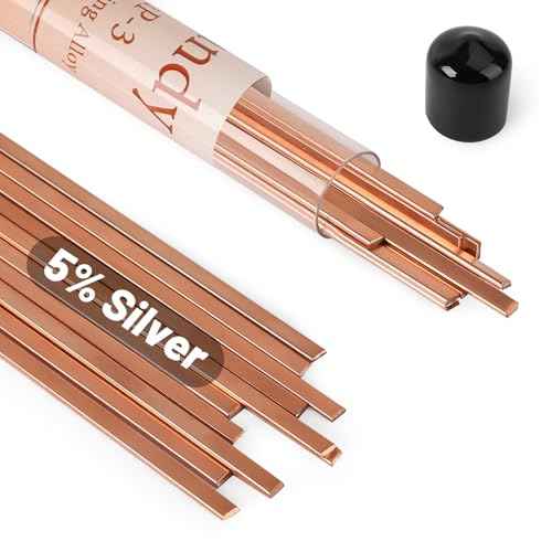 20 Sticks 5% Silver Solder Brazing Rods BCuP-3 Copper Phosphor Alloys Welding Rods 0.050" x 1/8" x 10" Brazing Rods