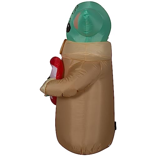 Gemmy Christmas Airblown Inflatable The Child w/Candy Cane Star Wars, 3.5 ft Tall, Brown