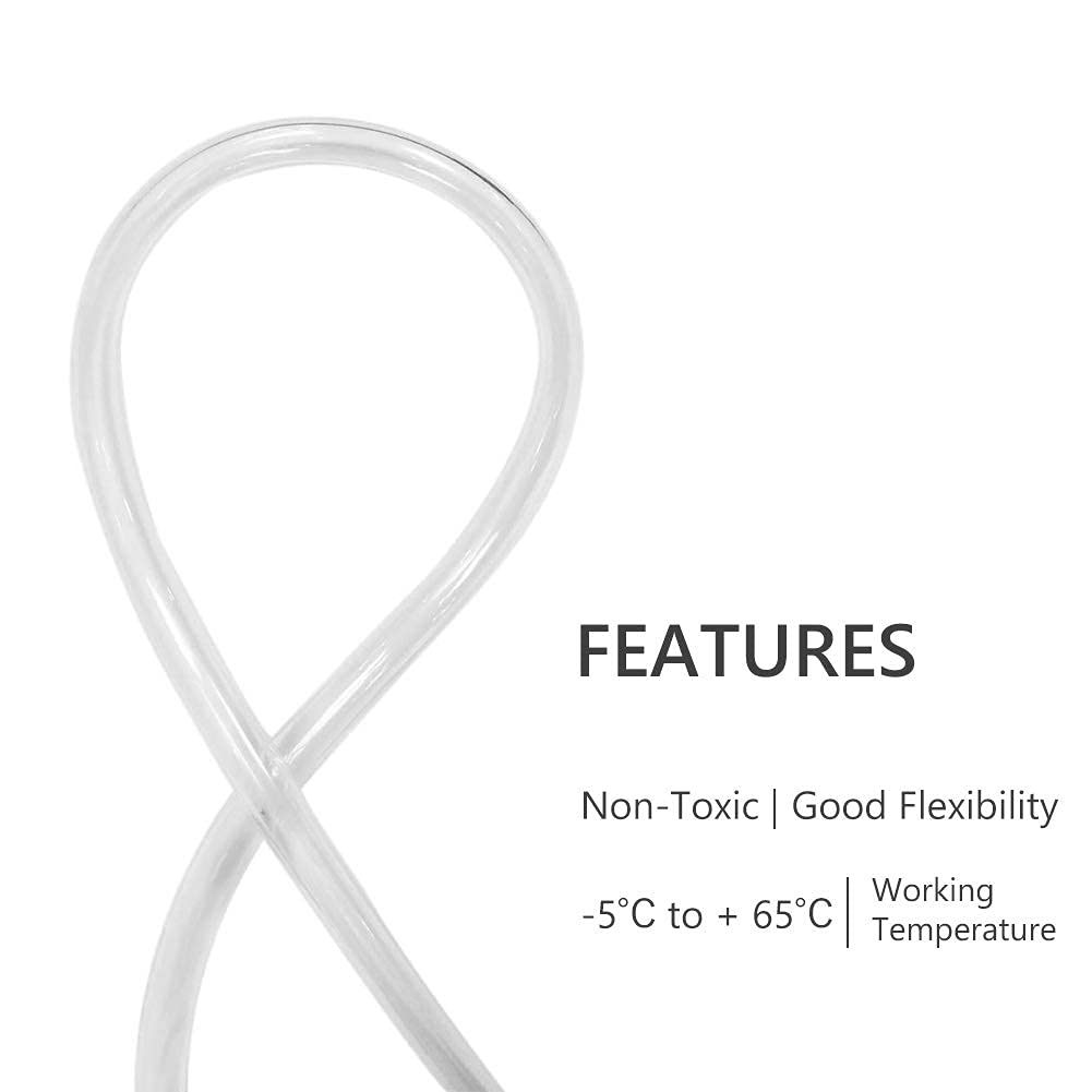 Eastrans 10ft x 1/4" ID Clear Vinyl Tubing, Flexible Hybrid PVC Tubing Hose, Lightweight Plastic Tube UV Chemical Resistant Vinyl Hose, BPA Free and Non Toxic