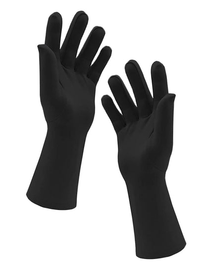 Chendvol Men's and Women's Wrist Length Stretchy Spandex Gloves Costume Banquet Wedding Party Short Gloves (Black)