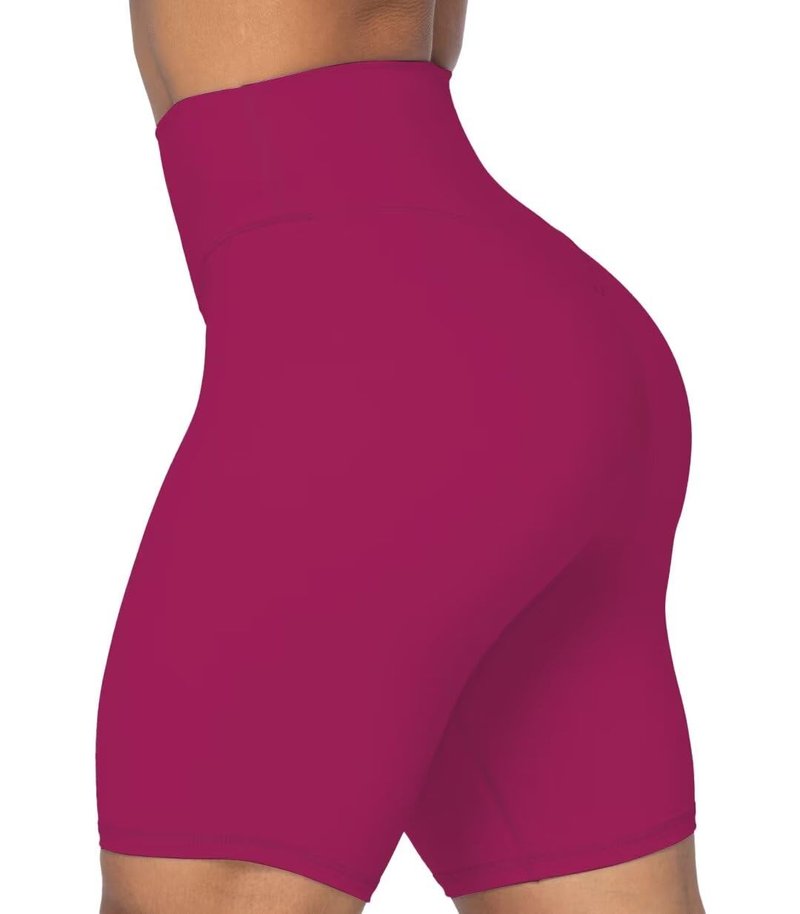 Sunzel No Front Seam High Waist Biker Shorts for Women, Squat Proof Yoga Workout Gym Bike Shorts 8" Sangria Small