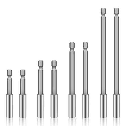 8 PCS Drill Bit Extension, 1/4" Hex Shank Magnetic Drill Extension Bit Holders, S2 Steel Impact Drill Bit Extender (2 Inch,3 Inch, 4 Inch, 6 Inch) for DIY, Automotive; Repair Work
