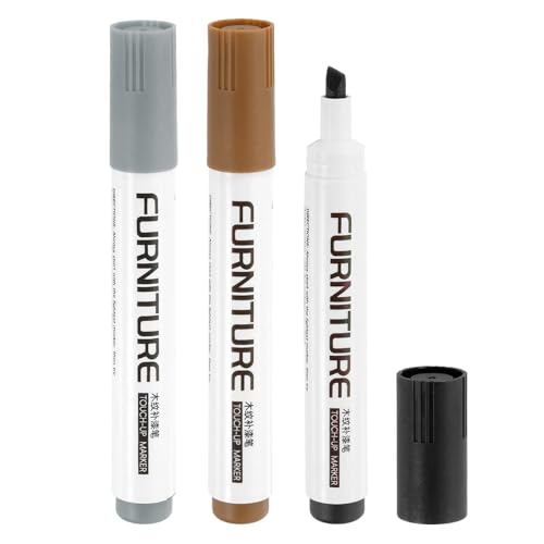 uxcell Furniture Markers Touch Up, 3pcs Furniture Repair Kit Wood Filler Sticks Wood Markers for Scratches Wooden Floor Table Cabinet Laminate Frames, Gray/Black/Rusted Brown