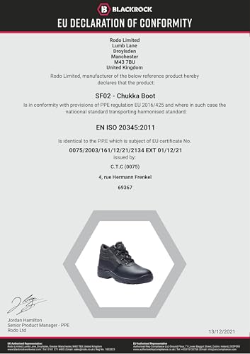 Blackrock Chukka Work Boots, Safety Boots, Safety Shoes, Steel Toe Cap, Mens Womens Ladies, Work Shoes, Black, Gardening, Lightweight, Leather, Wide Fit, Non Slip, On Site - Size 10