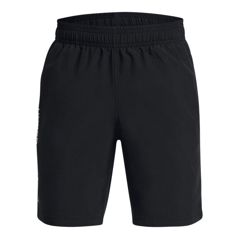 Under Armour Boys Woven Wordmark Shorts, (001) Black / / White, Medium