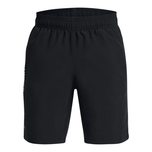 Under Armour Boys Woven Wordmark Shorts, (001) Black / / White, Medium