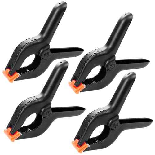 4 Pcs Spring Clamps, 4 in Plastic Heavy Duty Spring Clips for Crafts, Mini Clamps for Woodworking and Backdrop Clips Clamps for Photography for Backdrop Stand Photography Home
