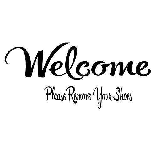 Welcome Please Remove Your Shoes Vinyl Wall Decal Home DIY Entryway Lettering Wall Words