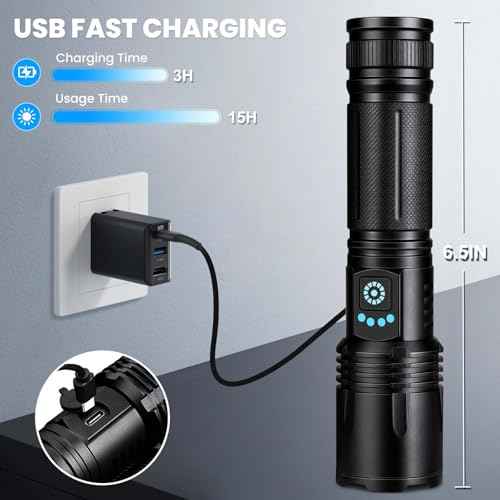 3 Pack Rechargeable Flashlights High Lumens, 99,000 Lumens Super Bright LED Flashlight for Home Camping, Handheld Flash Light Waterproof Flashlight with 5 Modes & Adjustable Function