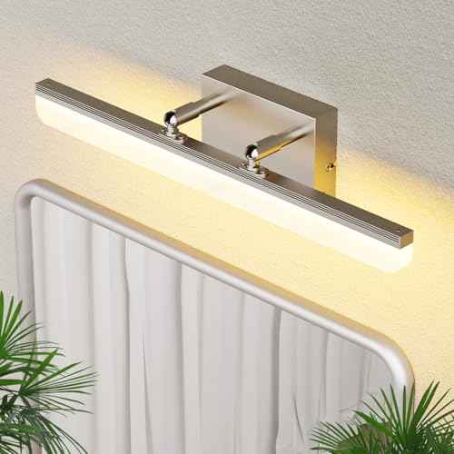 Brushed Nickel Vanity Light, 15.7¡± Dimmable LED Bathroom Light Bar with 5CCT, Adjustable Angle ? Modern Wall Lighting for Bathroom, Powder Room, Bedroom, Apartment, Hotel