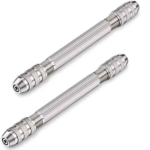 Zhehao Double Ended Pin Vise DIY Hand Drill Pin Vise Resin Drill Wire Twisting Tools with Copper Collet Copper Drill Jewelry Making Tools for DIY Hairpin Keychain Bracelets Necklace (2 Pieces)