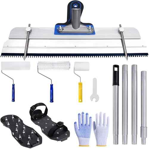 Self-Leveling Cement & Epoxy Floor Tool Kit ? Rake, 9¡± Spike Rollers, 4¡± Paint Roller, Spiked Shoes, Extension Pole, Gloves & Accessories
