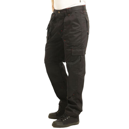 Lee Cooper LCPNT206 Workwear Mens Multi Pocket Easy Care Heavy Duty Knee Pad Pockets Safety Work Cargo Trousers Pants, Black, 36W/33L