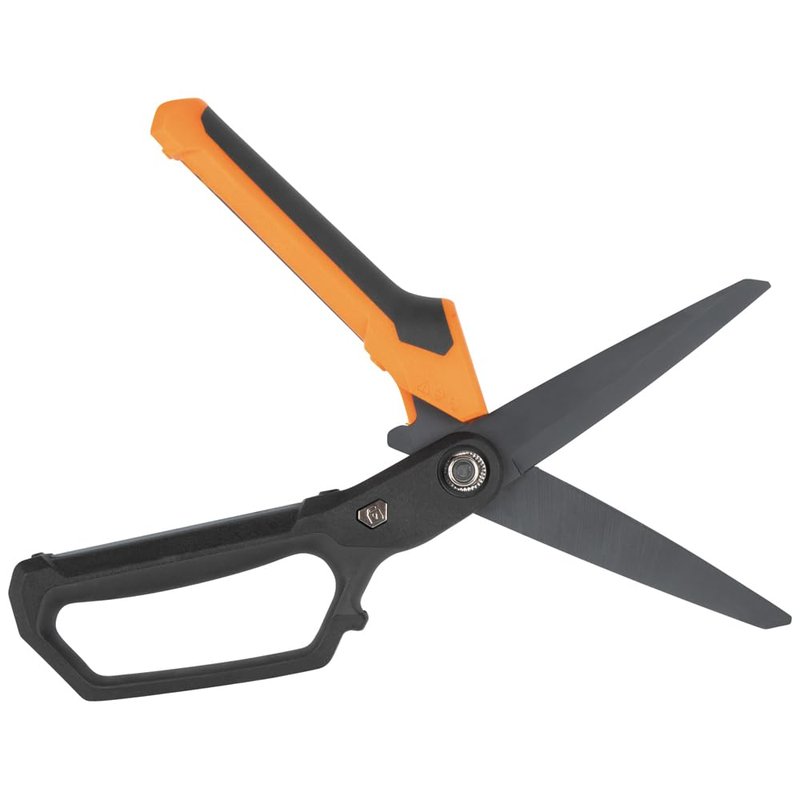 Klein Tools T2111 Titanium-Coated Professional Scissors, High Leverage Stainless Steel Shears, Serrated Blades, Cuts Heavy Duty Material, 10-Inch