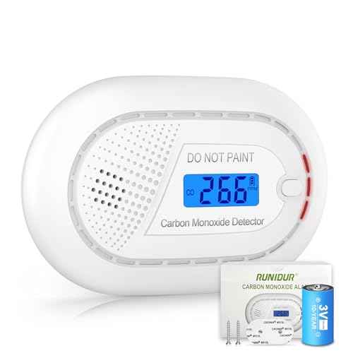 Carbon Monoxide Detectors with 10-Year Battery, Digital LCD Display, LED Flashing Signal Lights Portable CO Monitor Alarm for Travel, RV, Home, and Depot (1 Pack)