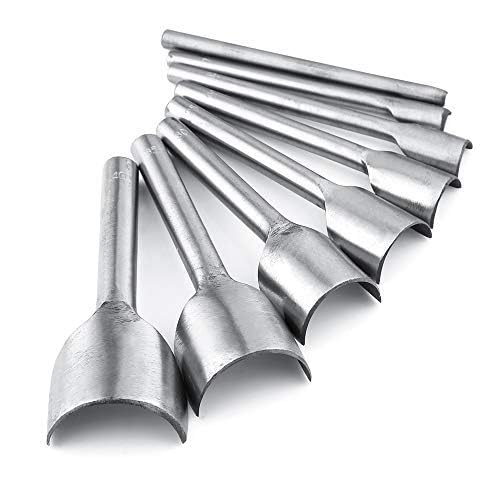 Caydo 8 Pieces Leather Tools Craft Half-Round Cutter Punch for Crafting Strap Belt, Wallet and Bag, 5-40 mm