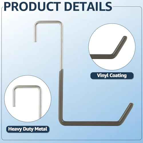 16 Pack Rafter Hanger Hook Heavy Duty Vinyl Coated Large S Hooks for Hanging Ladder Bike Hanger, Garage Storage Organizer (Grey)