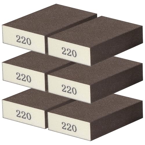 6Pcs Sanding Sponge 220 Grit Sanding Block Washable and Reusable for Wood, Metal, Wall Polish