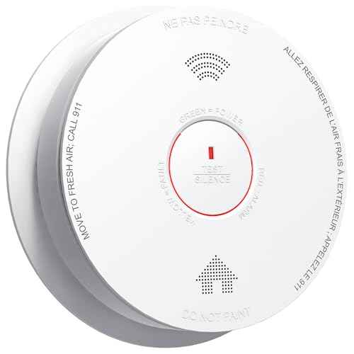 Jemay Smoke Detector Combination Smoke & Carbon Monoxide Alarm, 10-Year Battery Powered CO Detectors with Test & Silence Button, Bilingual Voice Alerts,UL 217-9th CO Fire Alarm Combo for Home,1 Pack